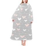 Heart pattern gray background Blanket Robe with Sleeves