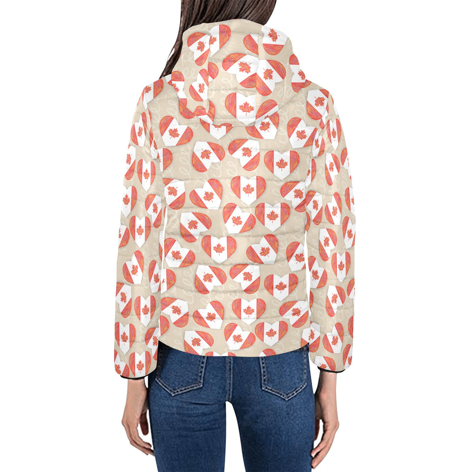 Canada Pattern Print Design 01 Women's Padded Hooded Jacket