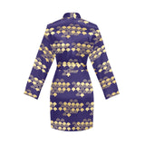 Beautiful japanese fan pattern Women's Long Sleeve Belted Night Robe