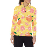 Grapefruit yellow background Women's Long Sleeve Polo Shirt