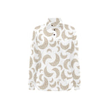 Cool gold moon abstract pattern Women's Long Sleeve Polo Shirt