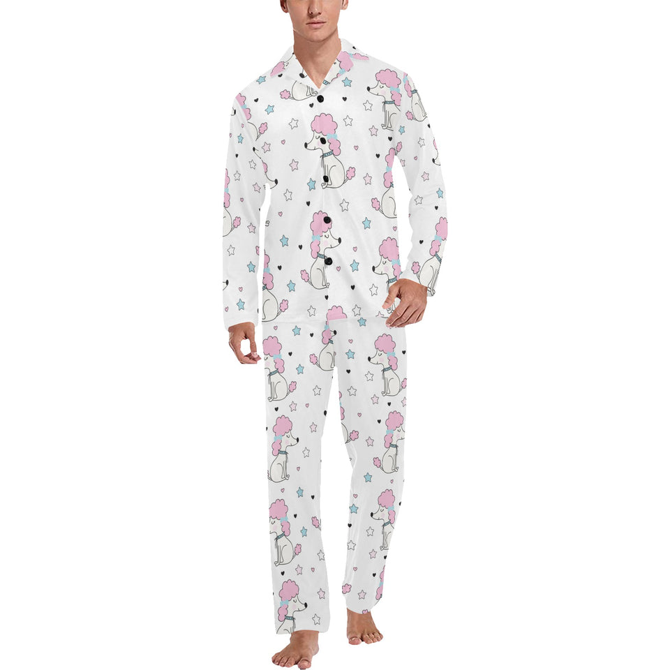 Cute poodle dog star pattern Men's Long Pajama Set