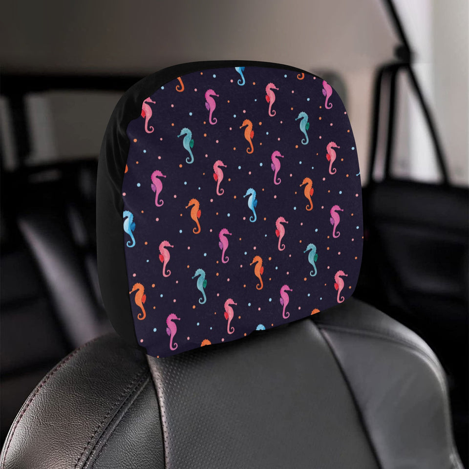 Watercolor colorful seahorse pattern Car Headrest Cover