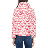 Lips Pattern Print Design 05 Women's Padded Hooded Jacket
