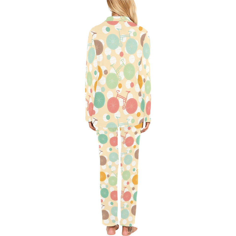Bicycle Pattern Print Design 01 Women's Long Pajama Set