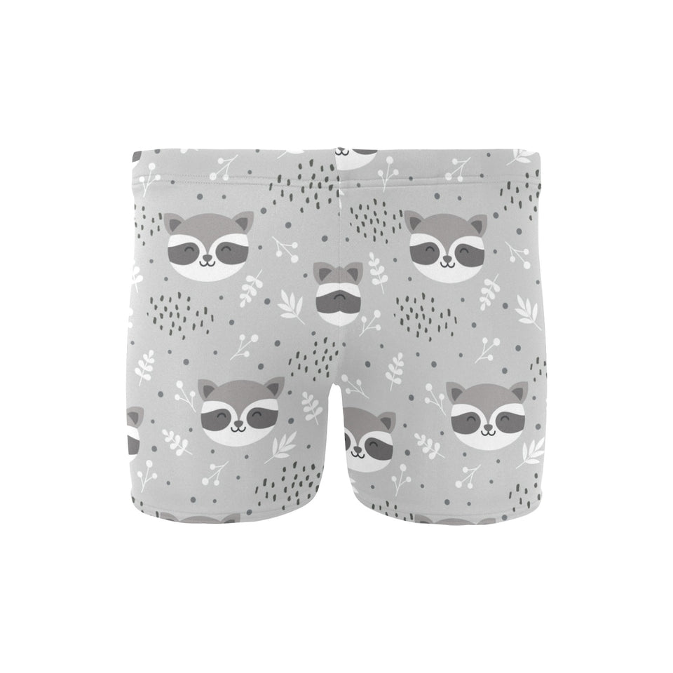 Cute raccoons leaves dot Men's Swimming Trunks