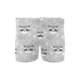 Cute raccoons leaves dot Men's Swimming Trunks