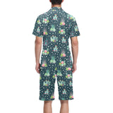 Cactus glass terrarium pattern Men's V-Neck Short Pajama Set