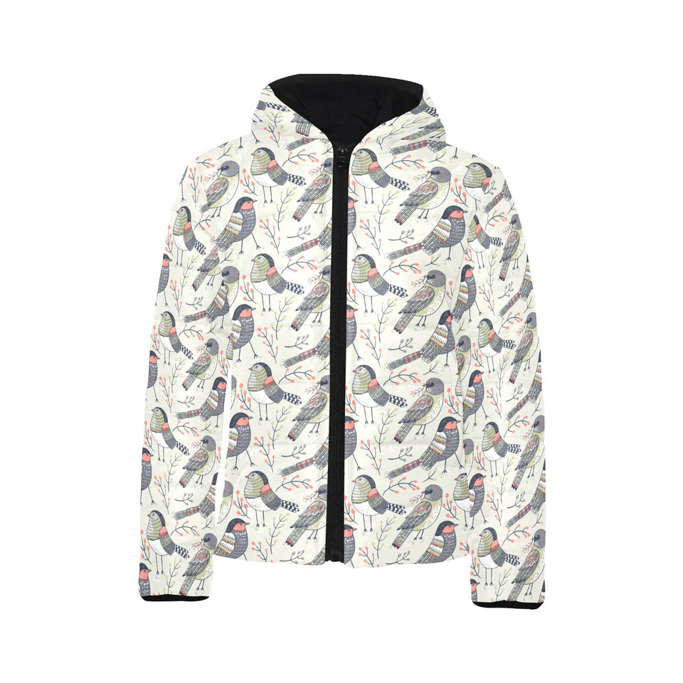 Pigeon Pattern Print Design 04 Kids' Boys' Girls' Padded Hooded Jacket