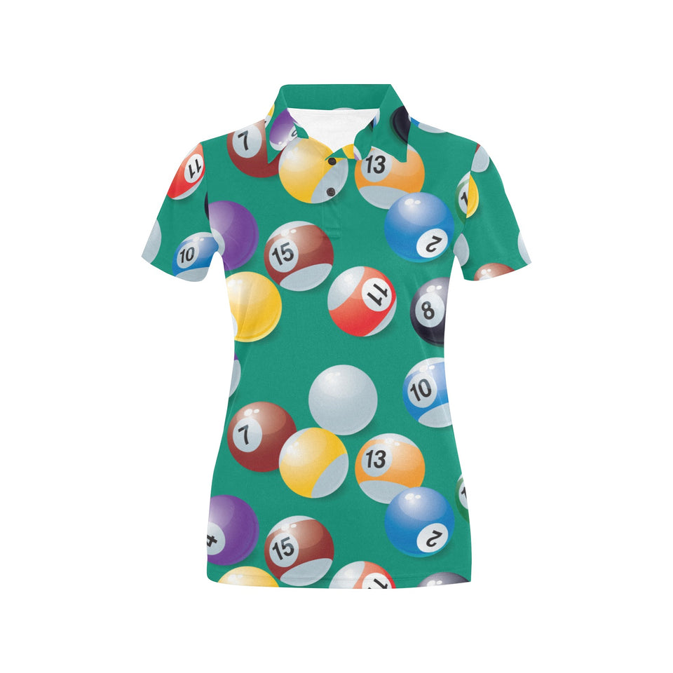 Billiard Ball Pattern Print Design 01 Women's All Over Print Polo Shirt