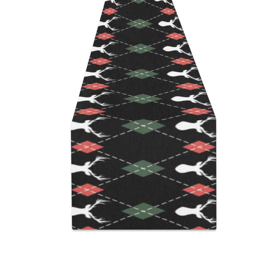 Deer Christmas new year pattern argyle Table Runner