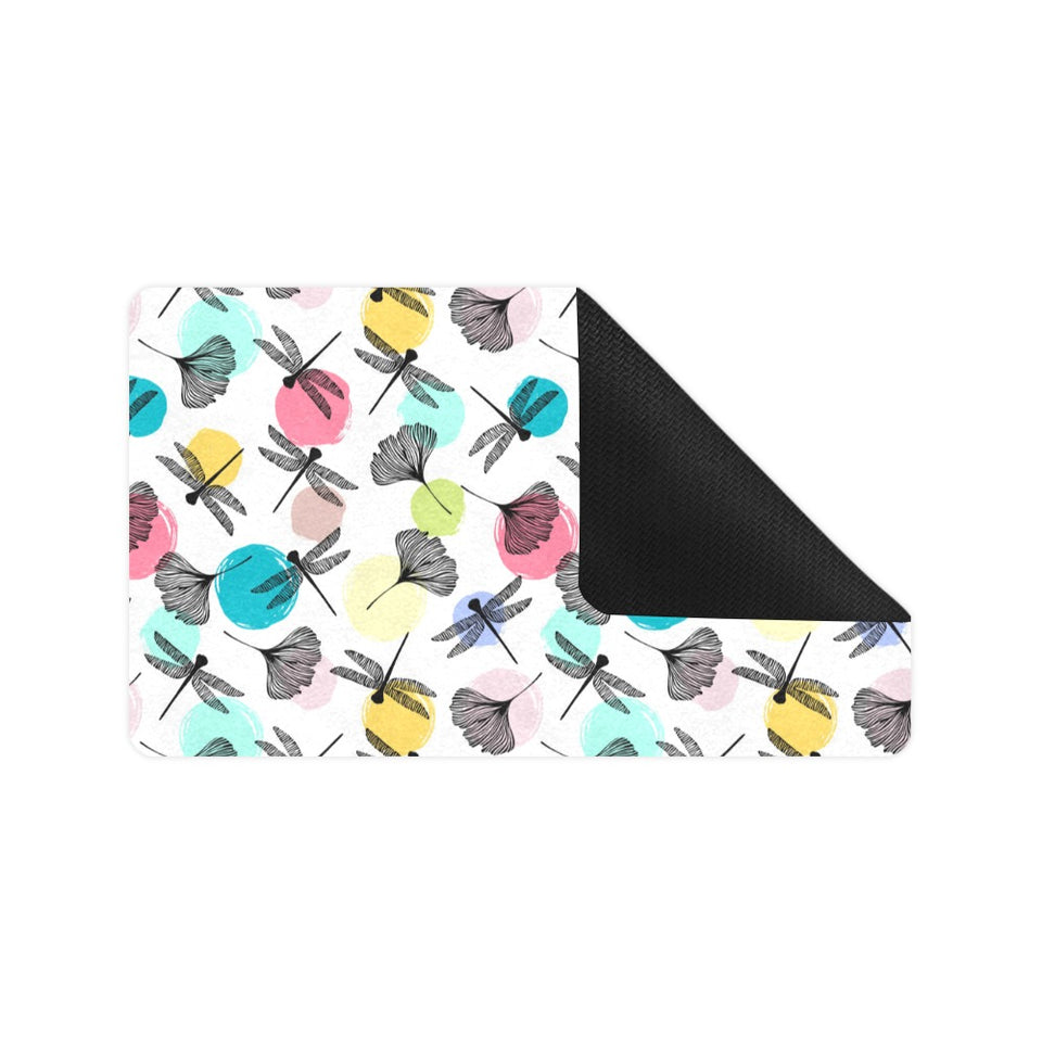 Dragonflies ginkgo leaves pattern Doormat