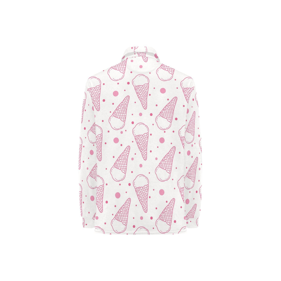 Hand drawn ice cream pattern Women's Long Sleeve Polo Shirt