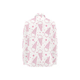 Hand drawn ice cream pattern Women's Long Sleeve Polo Shirt