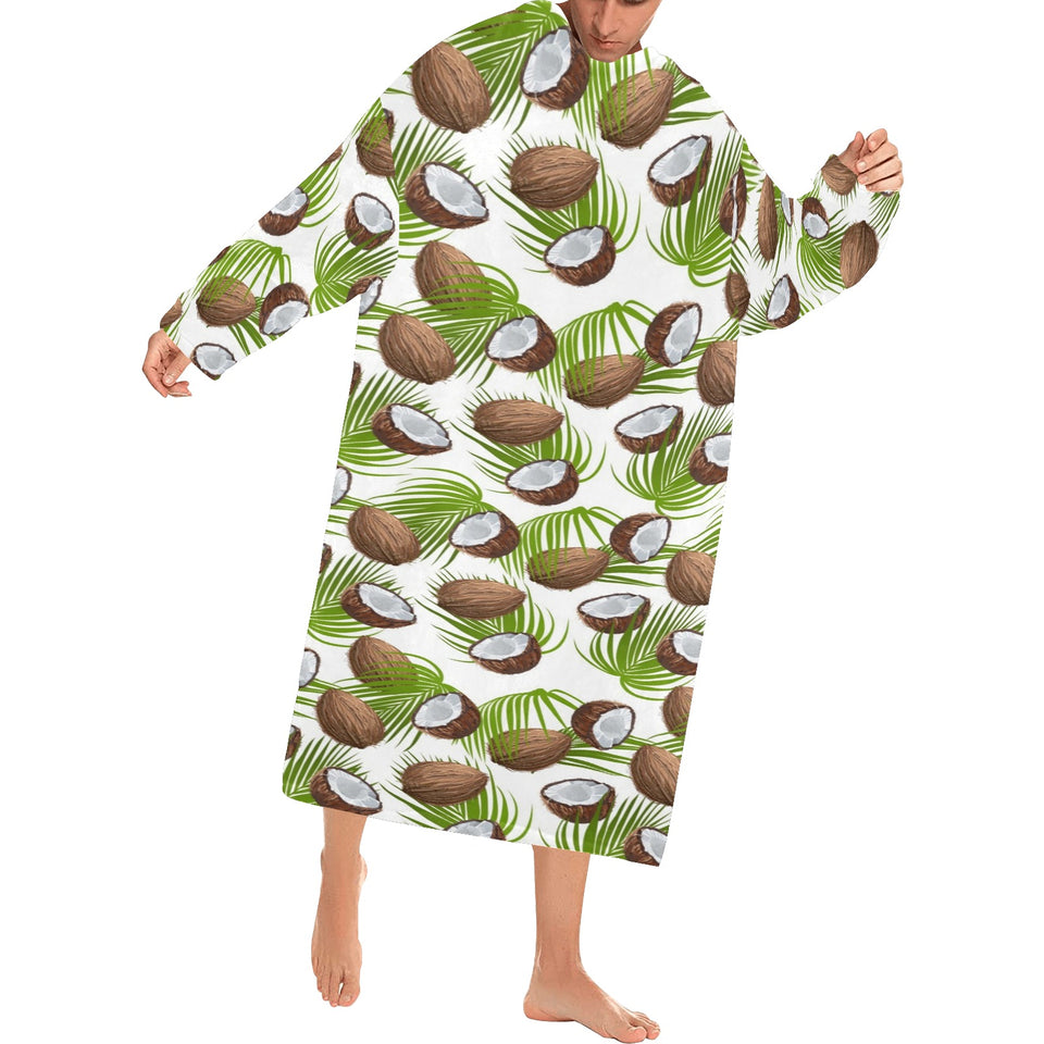 Coconut Pattern Print Design 04 Blanket Robe with Sleeves