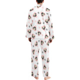Cute pugs pink heart paw pattern Men's Long Pajama Set