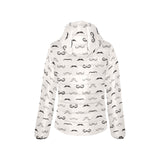 Mustache Beard Pattern Print Design 05 Women's Padded Hooded Jacket