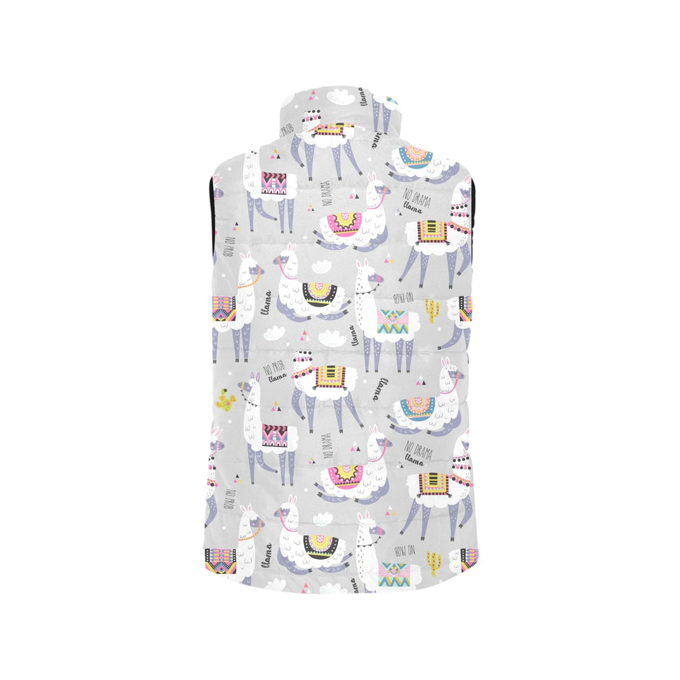 Cute Llama Alpaca pattern Men's Padded Vest