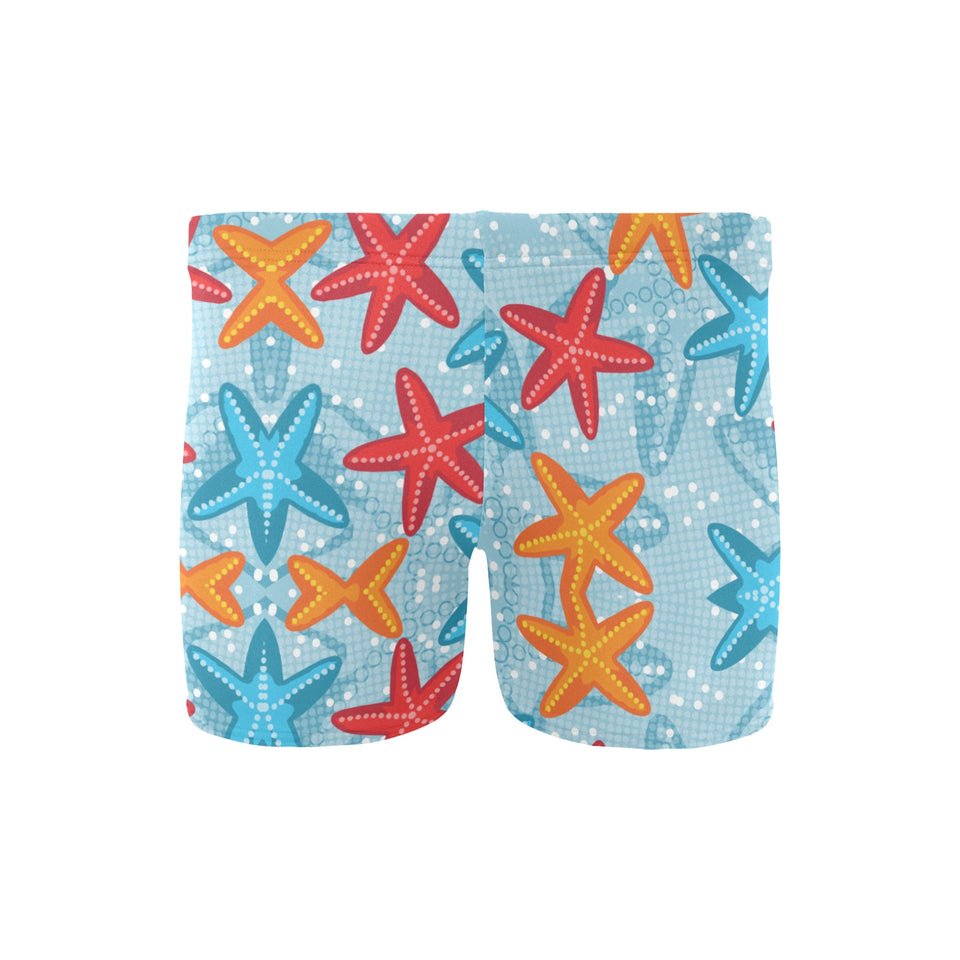 Blue red orange starfish pattern Men's Swimming Trunks