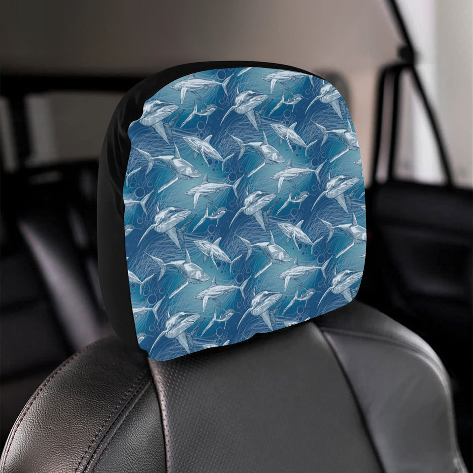 Shark hand drawn Car Headrest Cover