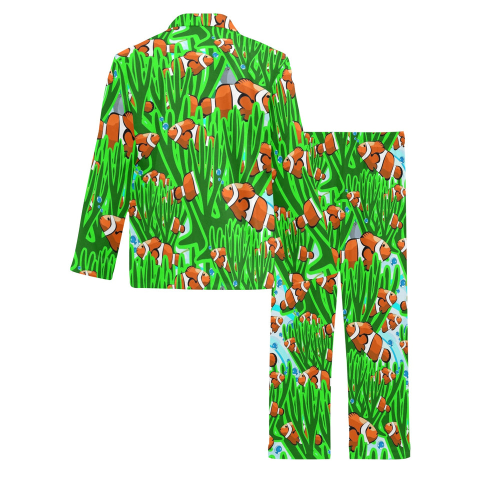 Clown Fish Pattern Print Design 01 Men's Long Pajama Set