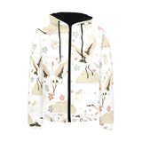Beautiful Japanese cranes pattern Men's Padded Hooded Jacket