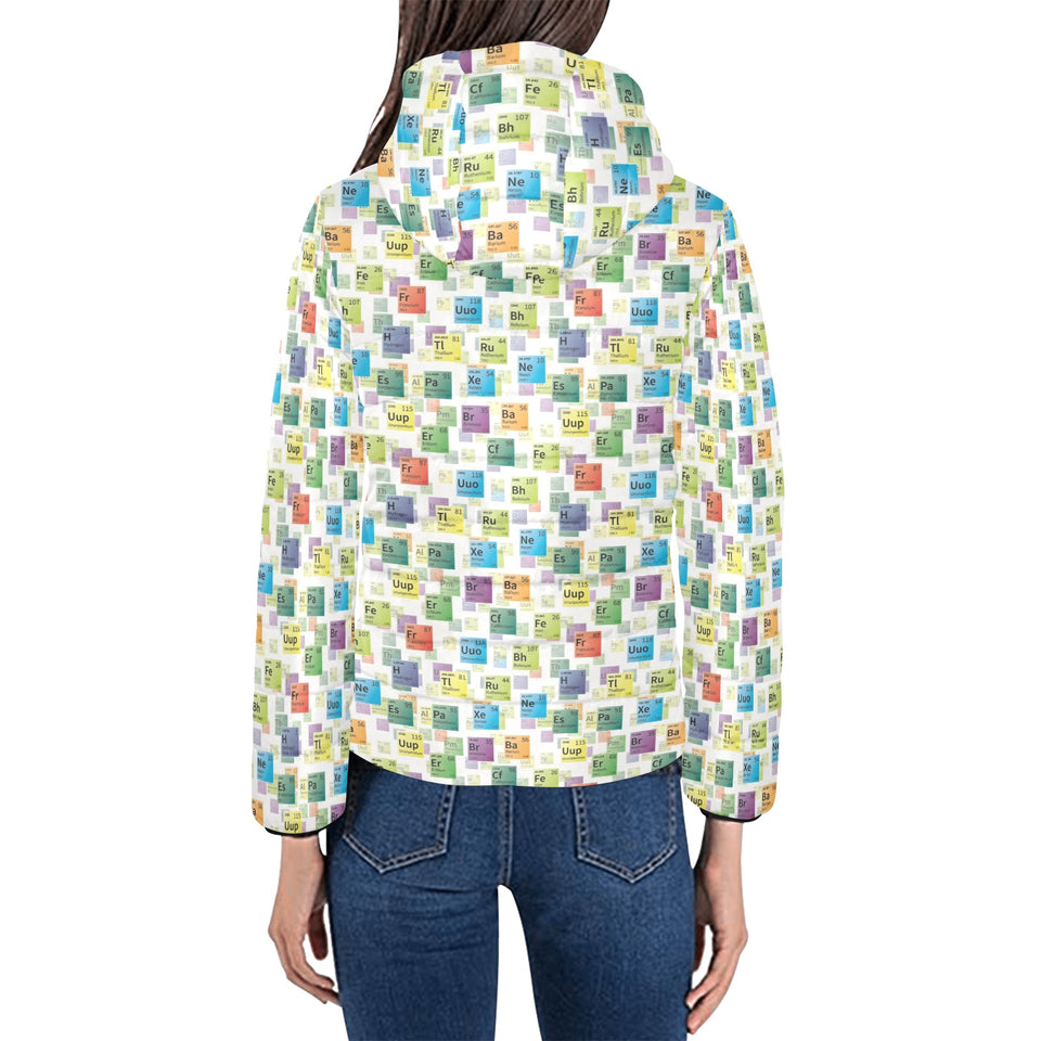 Chemistry Periodic Table Pattern Print Design 05 Women's Padded Hooded Jacket