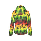 Canabis Marijuana Weed Pattern Print Design 03 Women's Padded Hooded Jacket