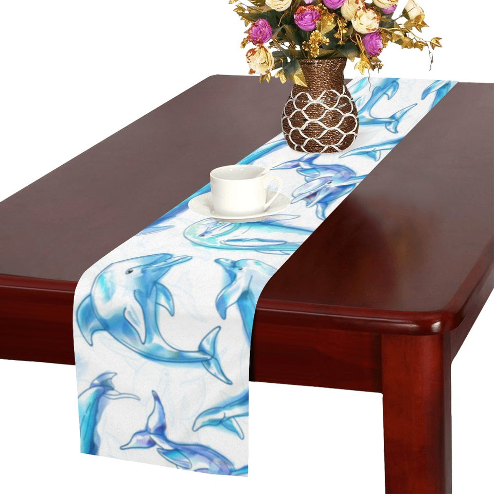 Watercolor dolphin pattern Table Runner