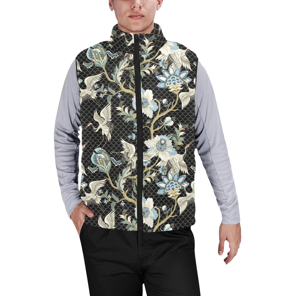 Japanese crane ornament elements Men's Padded Vest