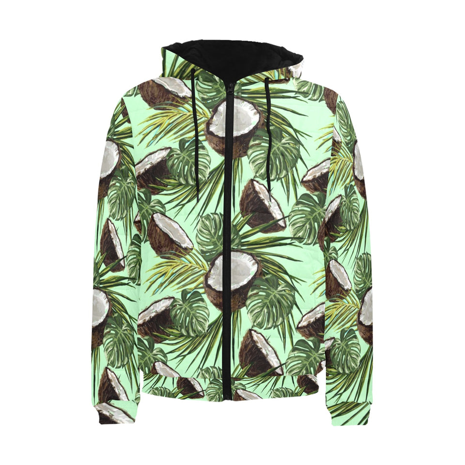 Coconut Pattern Print Design 02 Men's Padded Hooded Jacket