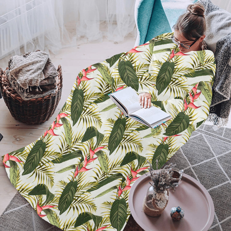 heliconia pattern Blanket Robe with Sleeves