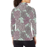 Spider web cobweb design color pattern Women's Long Sleeve Polo Shirt