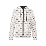 Mustache Beard Pattern Print Design 05 Women's Padded Hooded Jacket