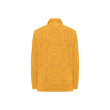 Orange traditional indian element pattern Women's Long Sleeve Polo Shirt