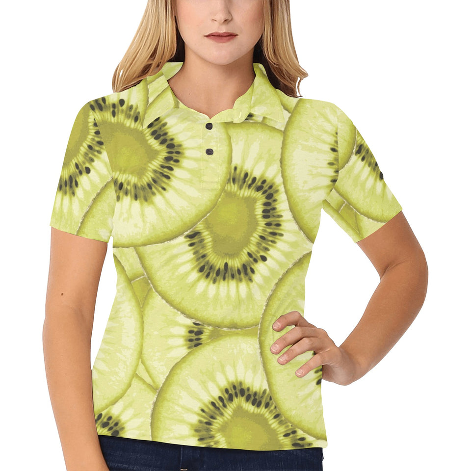 Sliced kiwi pattern Women's All Over Print Polo Shirt