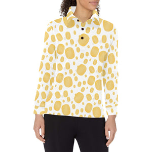 Potato Chips Pattern Print Design 03 Women's Long Sleeve Polo Shirt