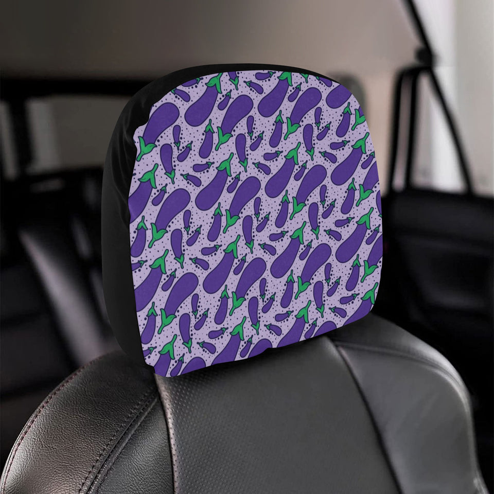 Eggplant Pattern Print Design 03 Car Headrest Cover
