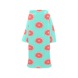 Grapefruit green background Blanket Robe with Sleeves
