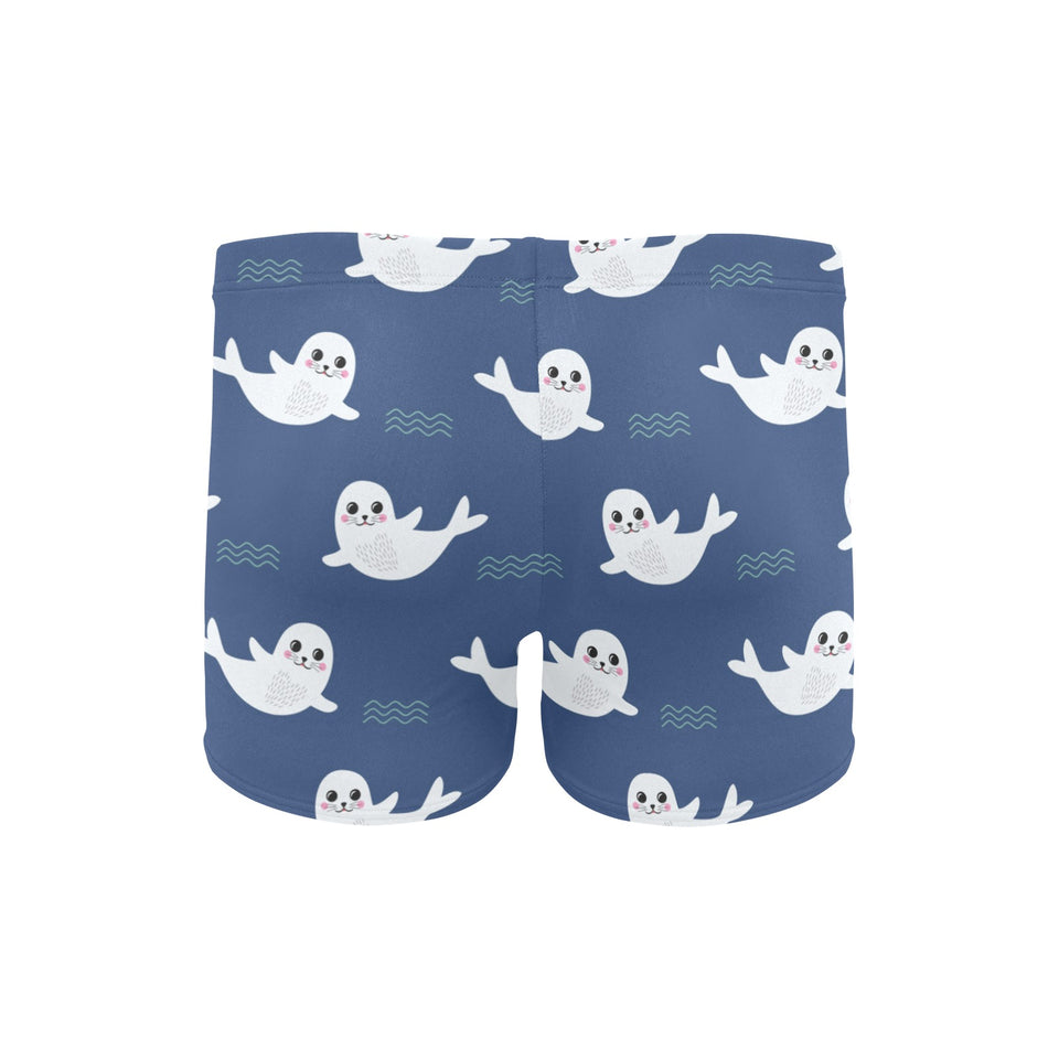 Cute white baby sea lion seal pattern Men's Swimming Trunks