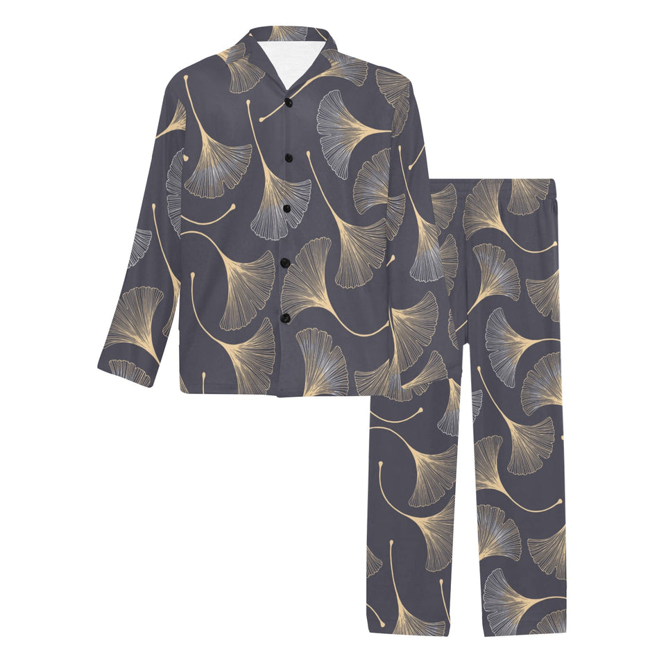 Gold ginkgo leaves Men's Long Pajama Set