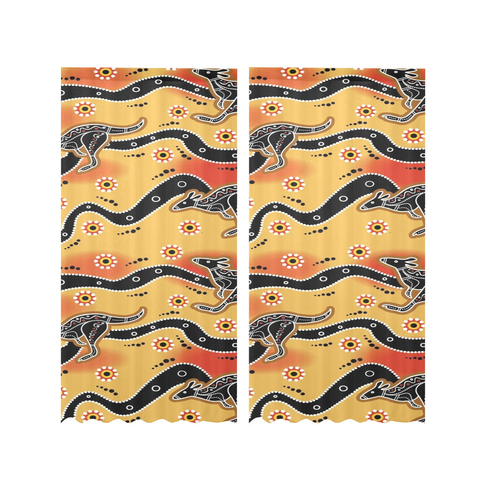 Kangaroo Australian aboriginal art pattern Gauze Curtain