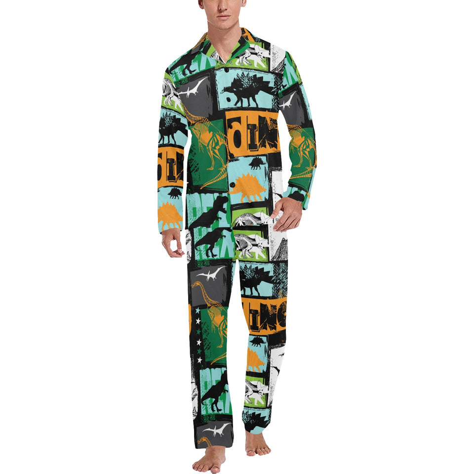 dinosaurs print pattern Men's Long Pajama Set
