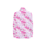 Pink flamingo flower pattern Women's Long Sleeve Polo Shirt