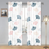 Black Gray Cream coral ginkgo leaves pattern Gauze Curtain