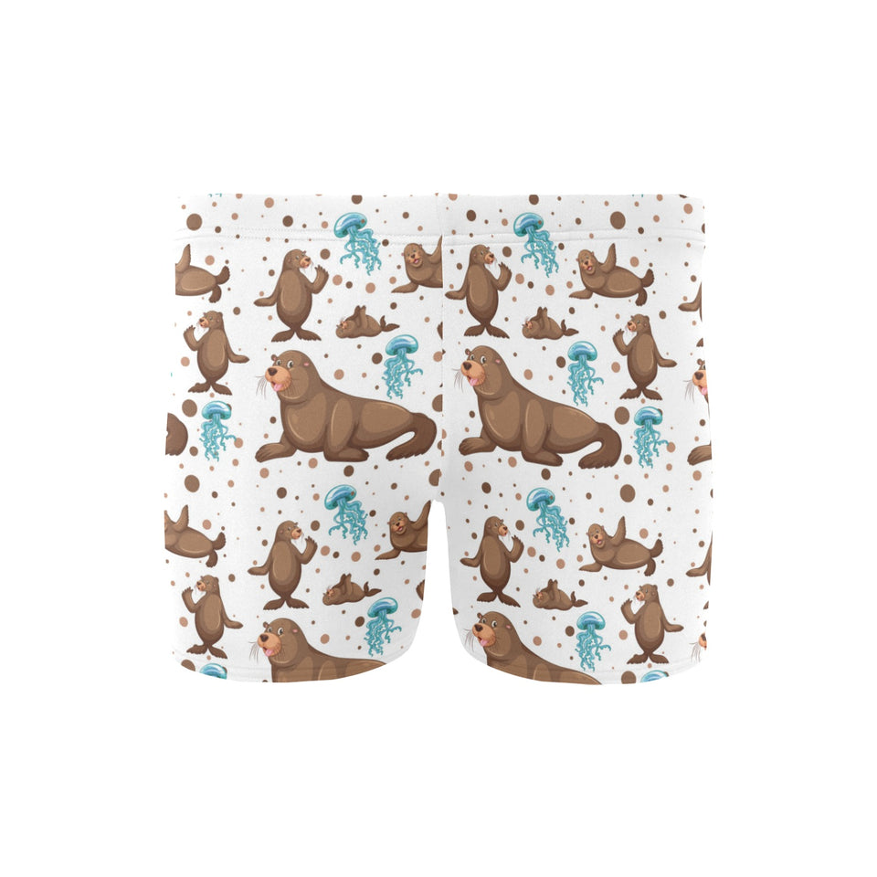 sea lion Seals jellyfish pattern Men's Swimming Trunks