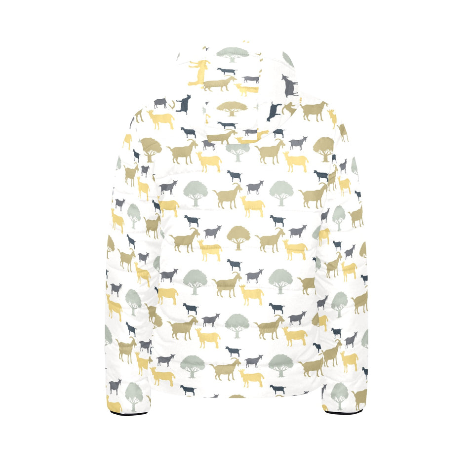 Silhouettes of goat and tree pattern Kids' Boys' Girls' Padded Hooded Jacket