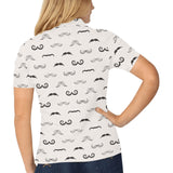 Mustache Beard Pattern Print Design 05 Women's All Over Print Polo Shirt