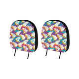 Colorful crow illustration pattern Car Headrest Cover