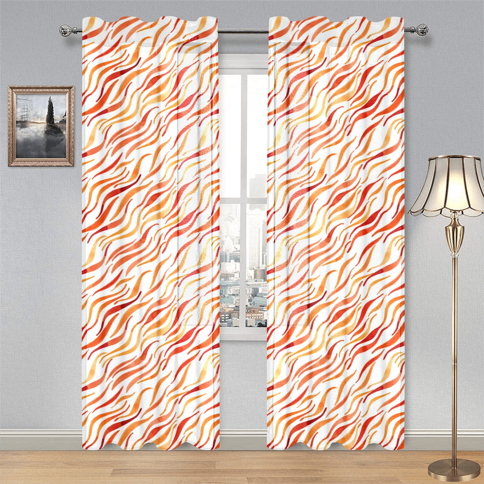 Fire flame watercolor pattern Gauze Curtain